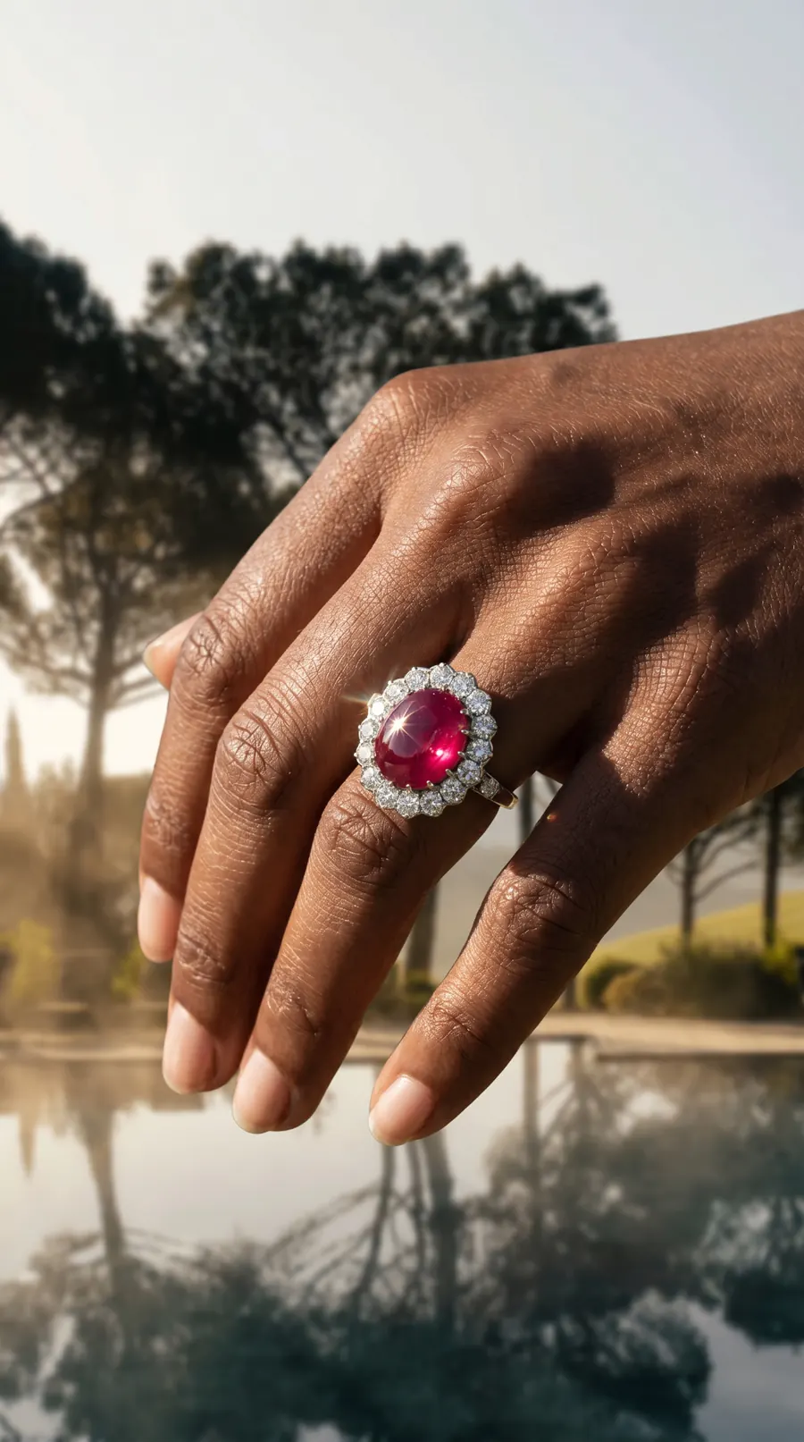 AI-generated editorial jewelry photo by REFINA