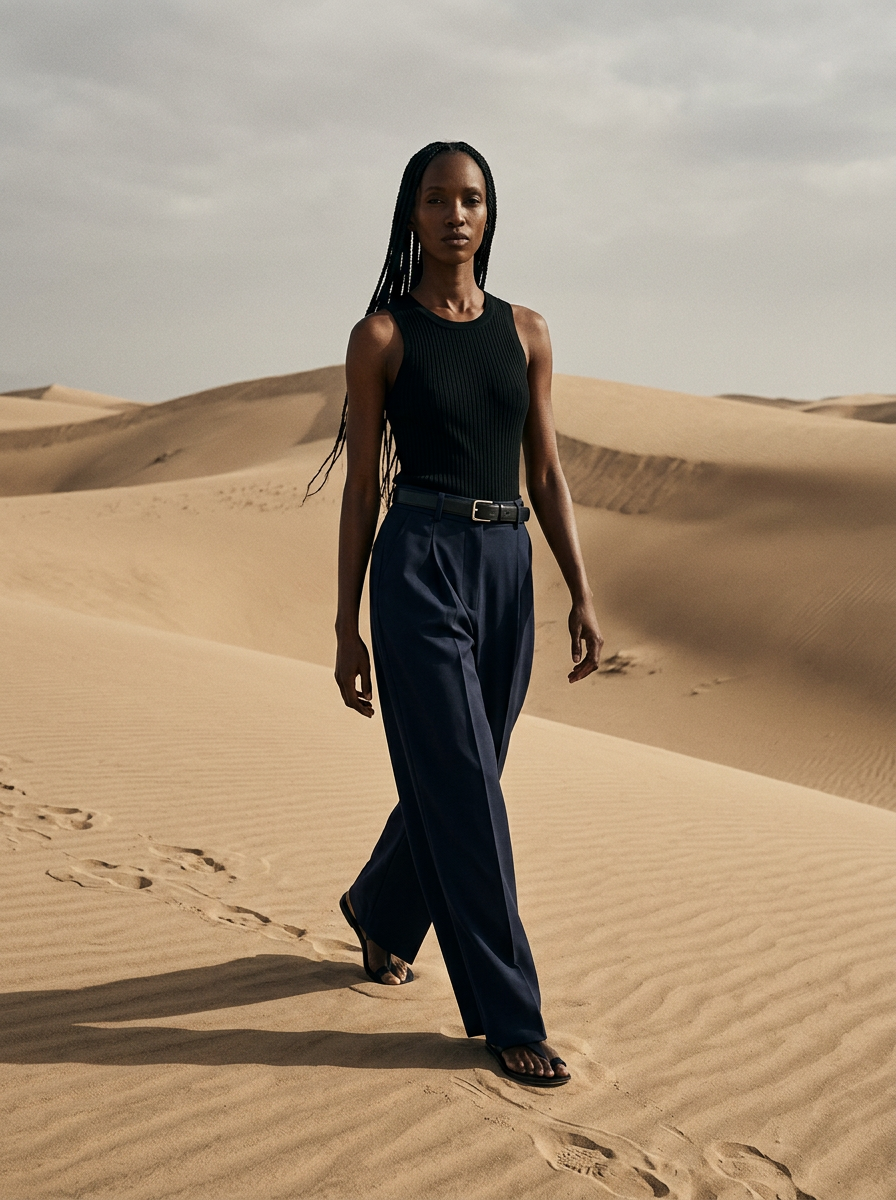 AI-generated fashion editorial photography sample created with REFINA