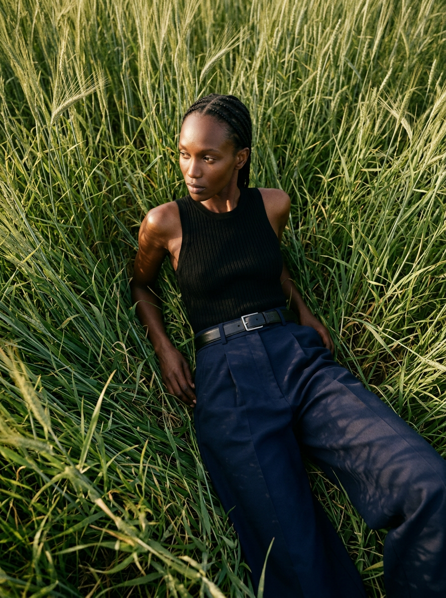 AI-generated fashion editorial photography sample created with REFINA