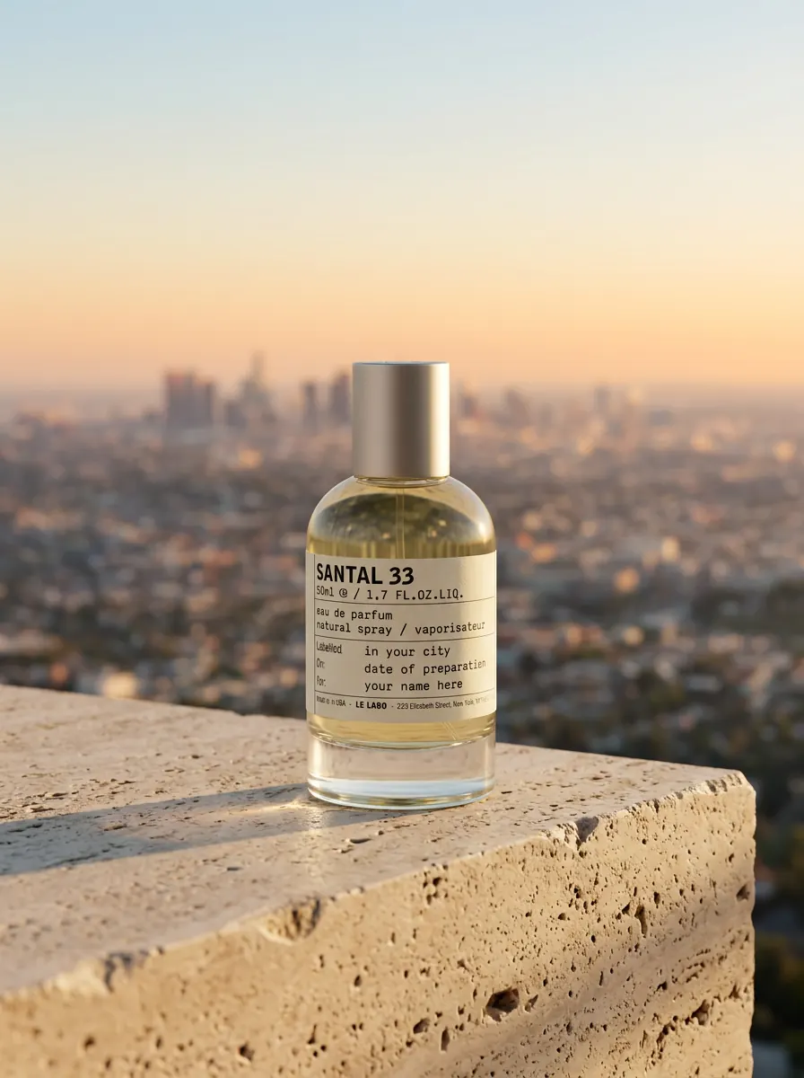 AI-generated fragrance still life by REFINA